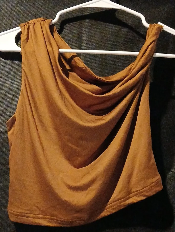 Brown Cowl Neck Tank Top