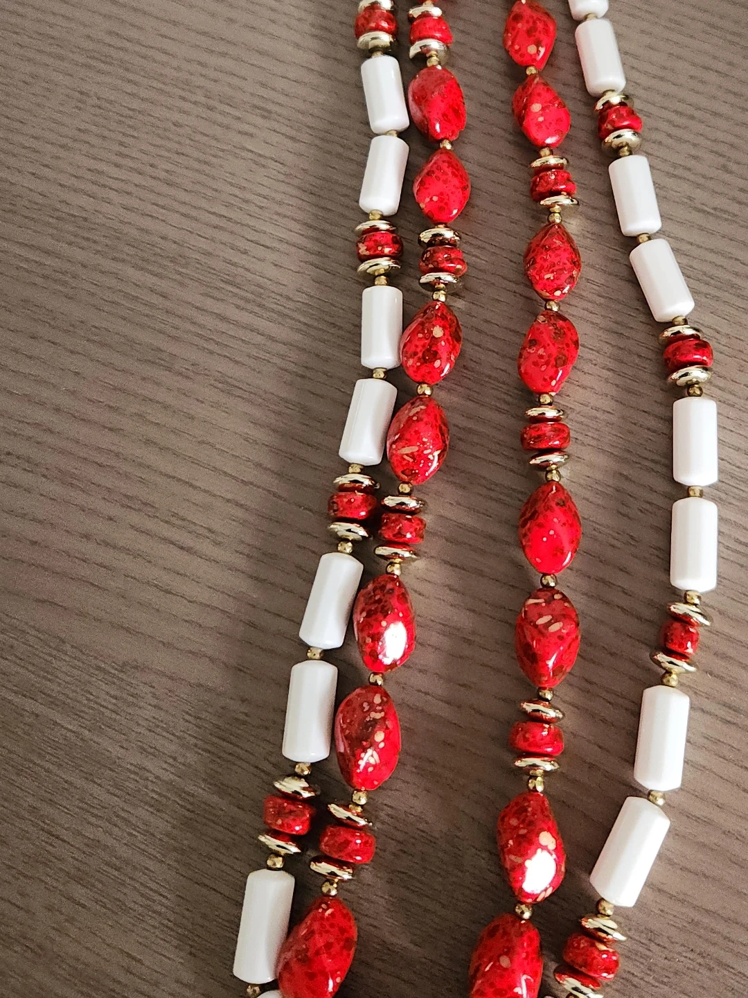 Red and White Beaded Necklace