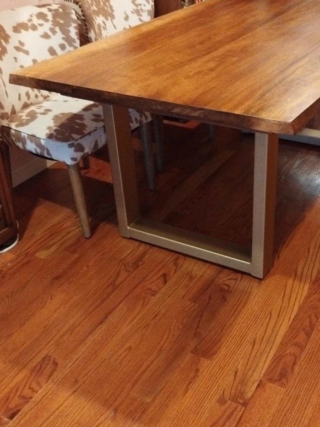 Live Edge Acacia Dining Table with Matte Gold Legs - photo 2