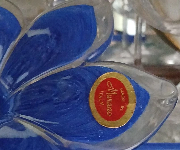 Murano Glass Blue Flower Bowl
