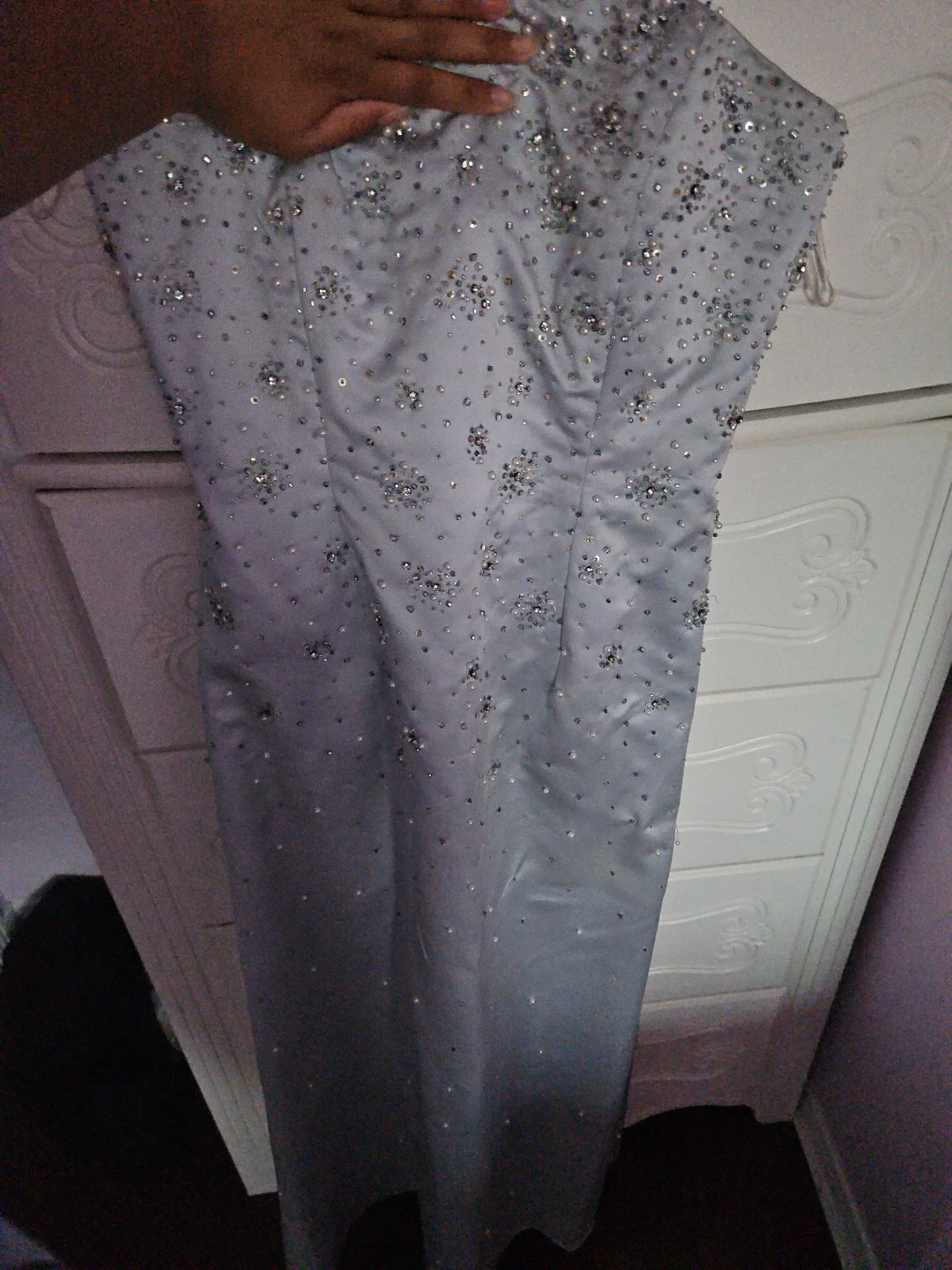 Sequin Embellished Formal Dress - Light Blue