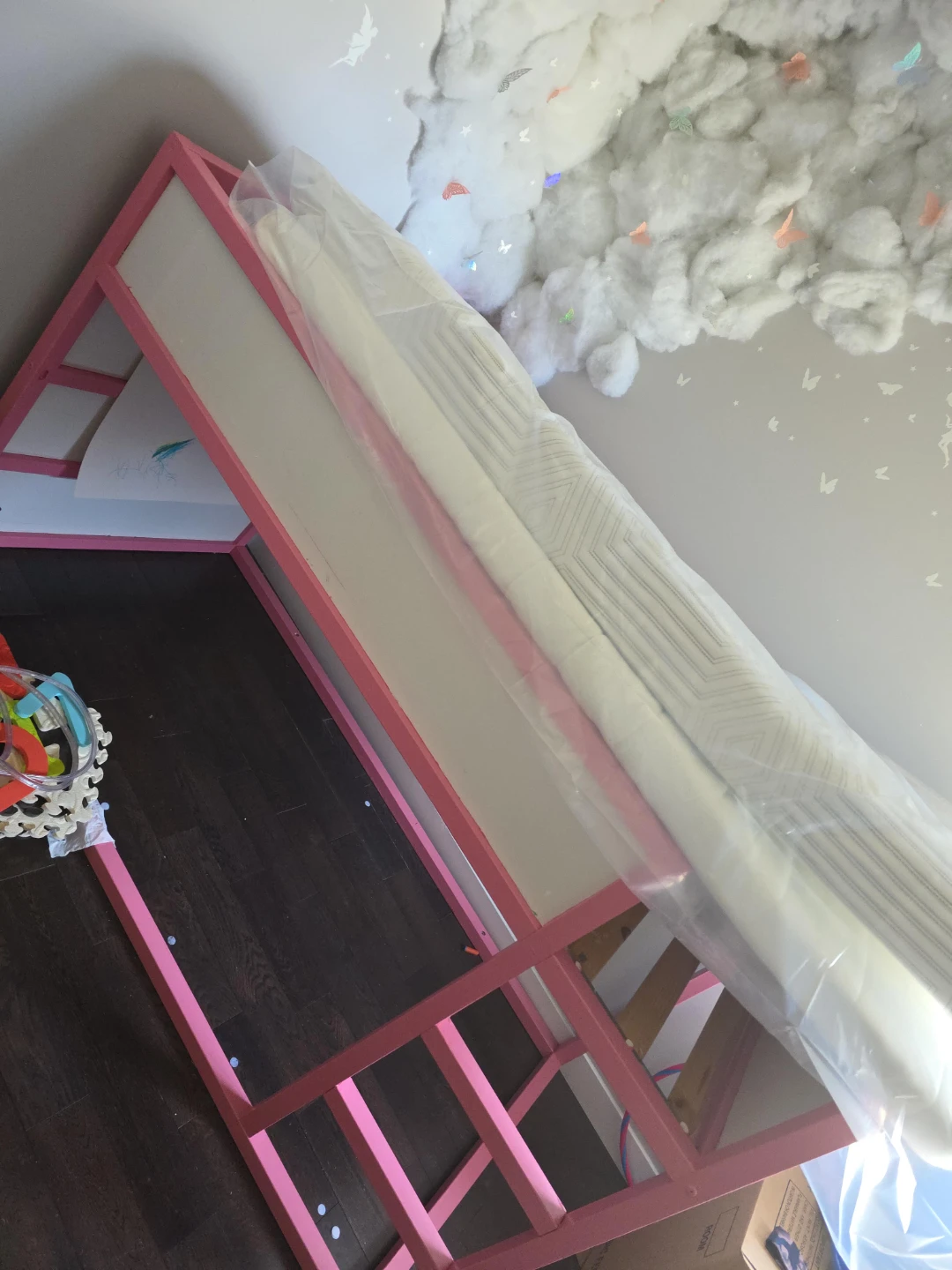 Pink House Bed Frame with Mattress