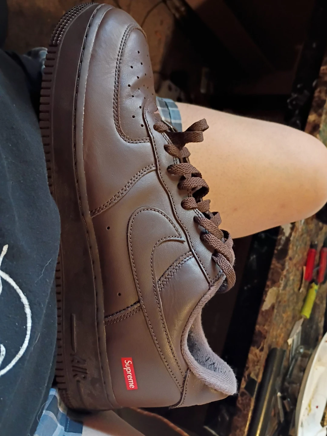 Nike Air Force 1 Low "Supreme" Brown Leather Sneakers size 11