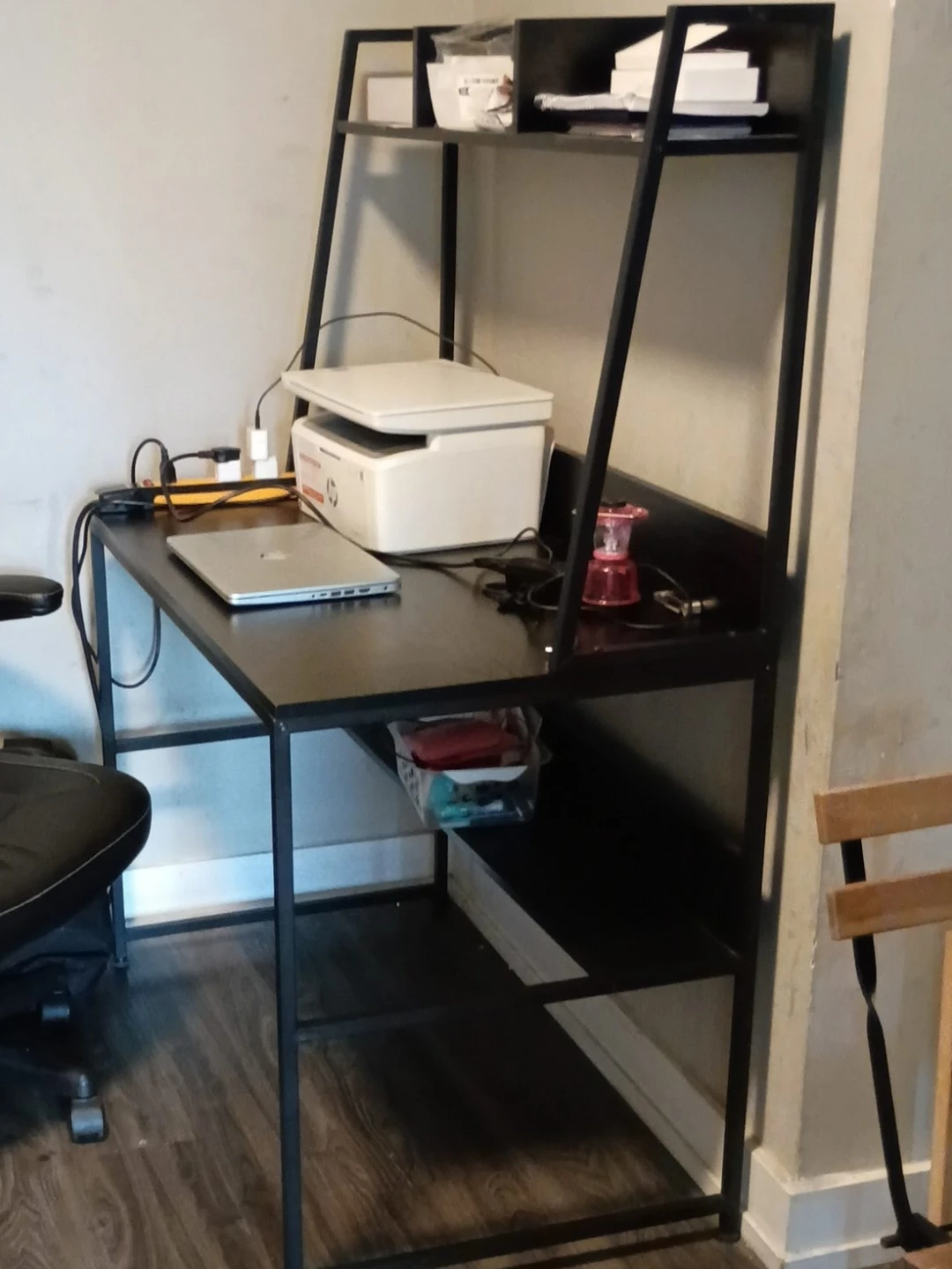 Black Metal Ladder Desk with shelves
