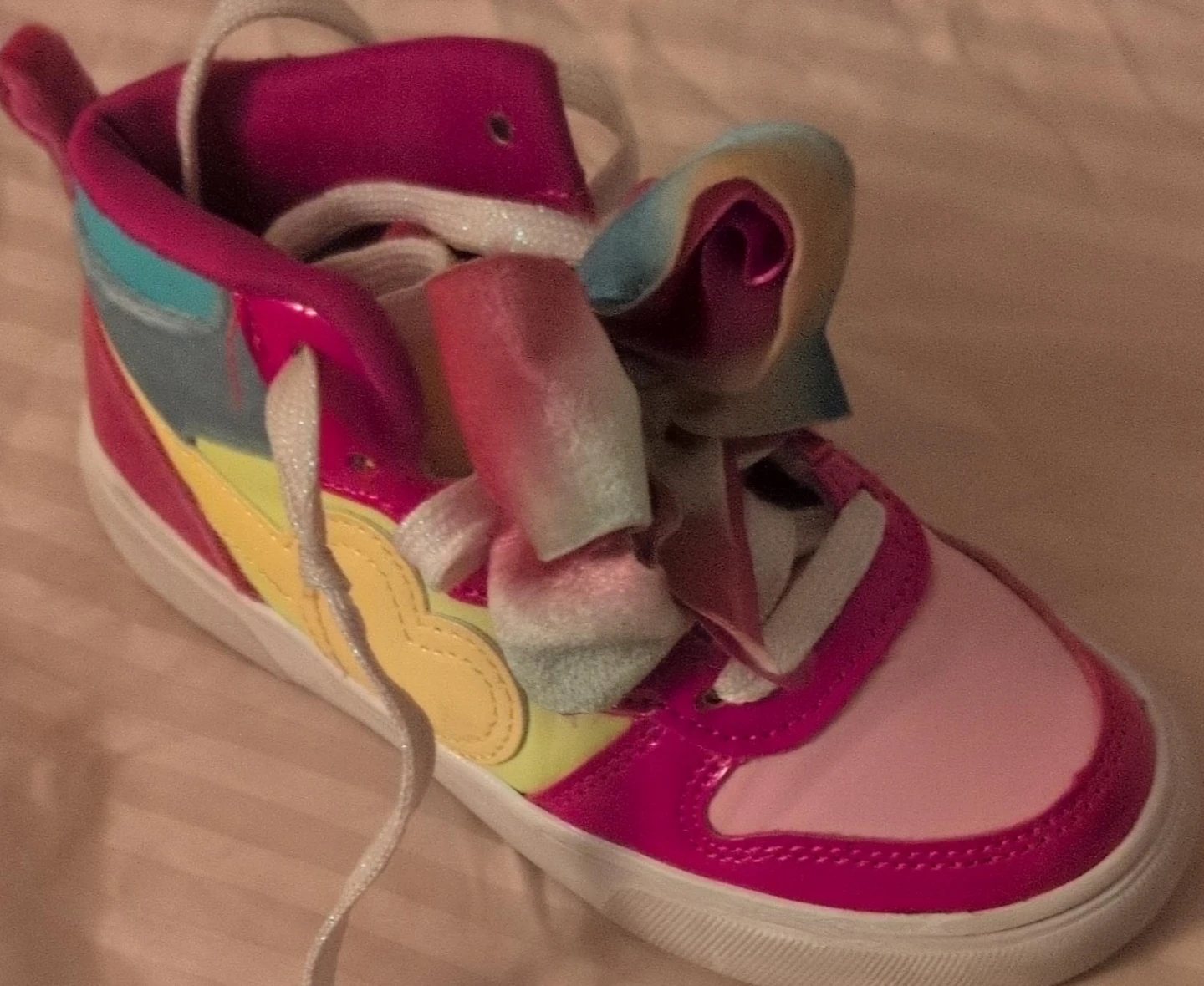 Girls Rainbow High Top Sneakers with Bow