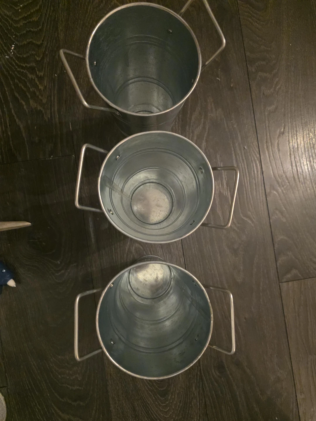 Set of 3 Metal Buckets with Handles