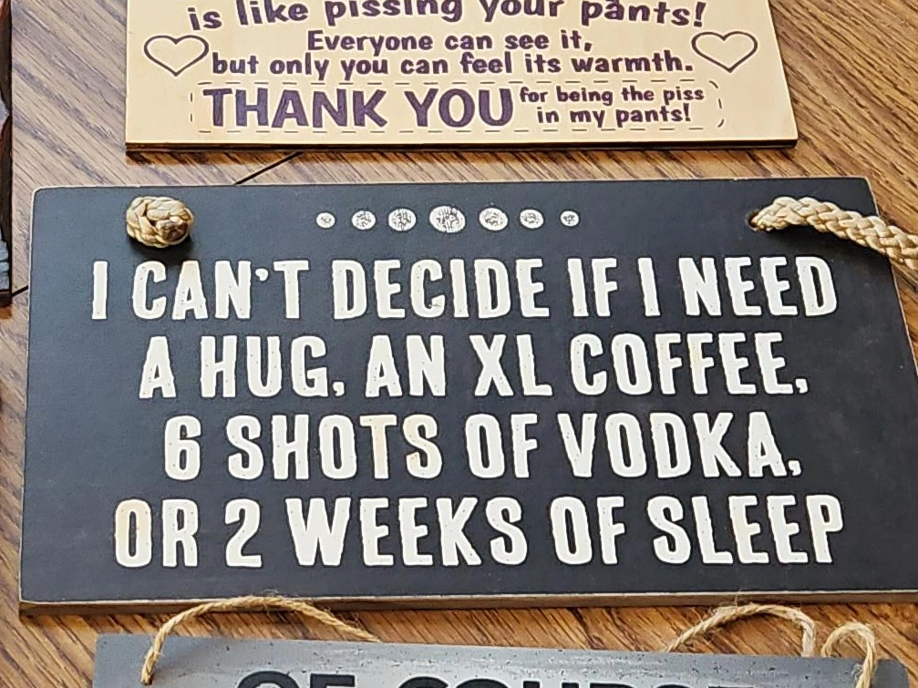 Decorative Wood Sign: I Can't Decide If I Need A Hug