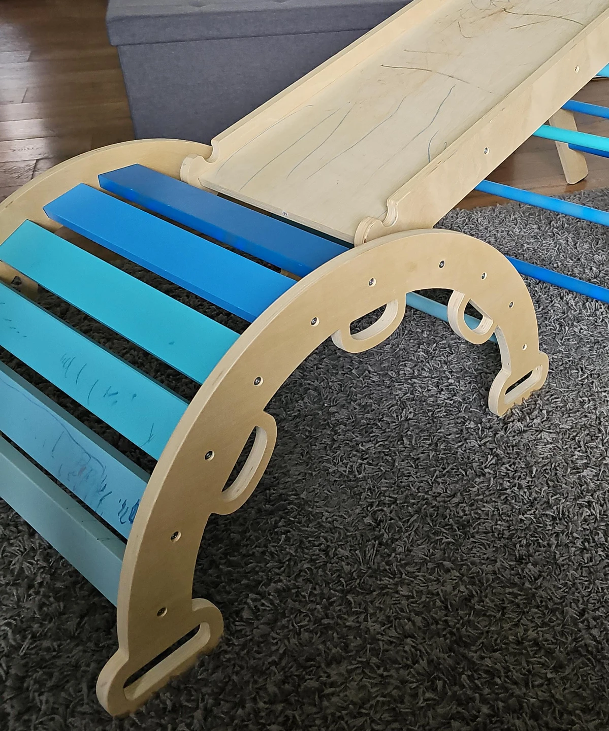 Wooden Climbing Arch with Slide