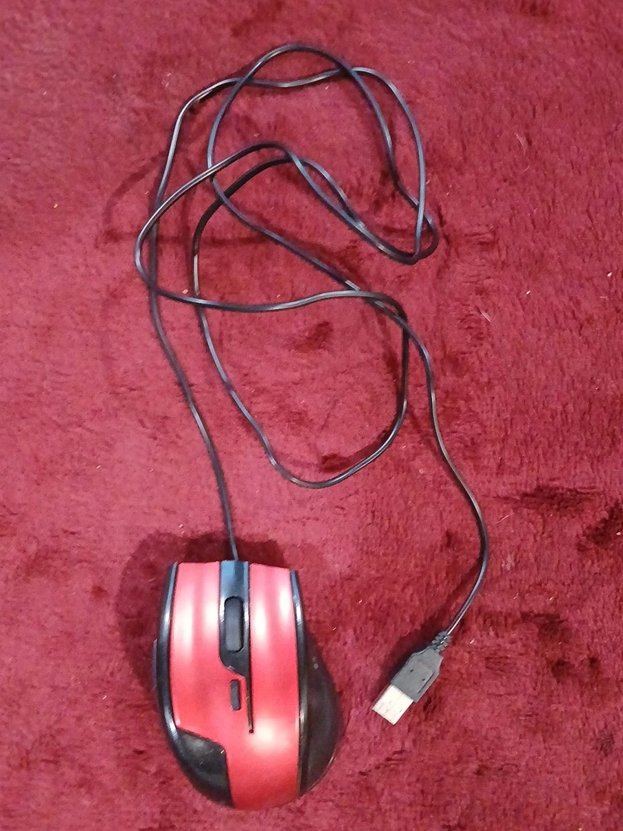 Red and Black USB Wired Computer Mouse