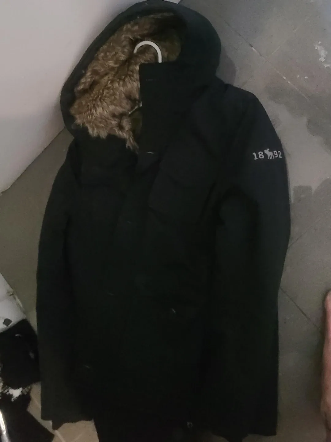 Black Parka with Fur Hood