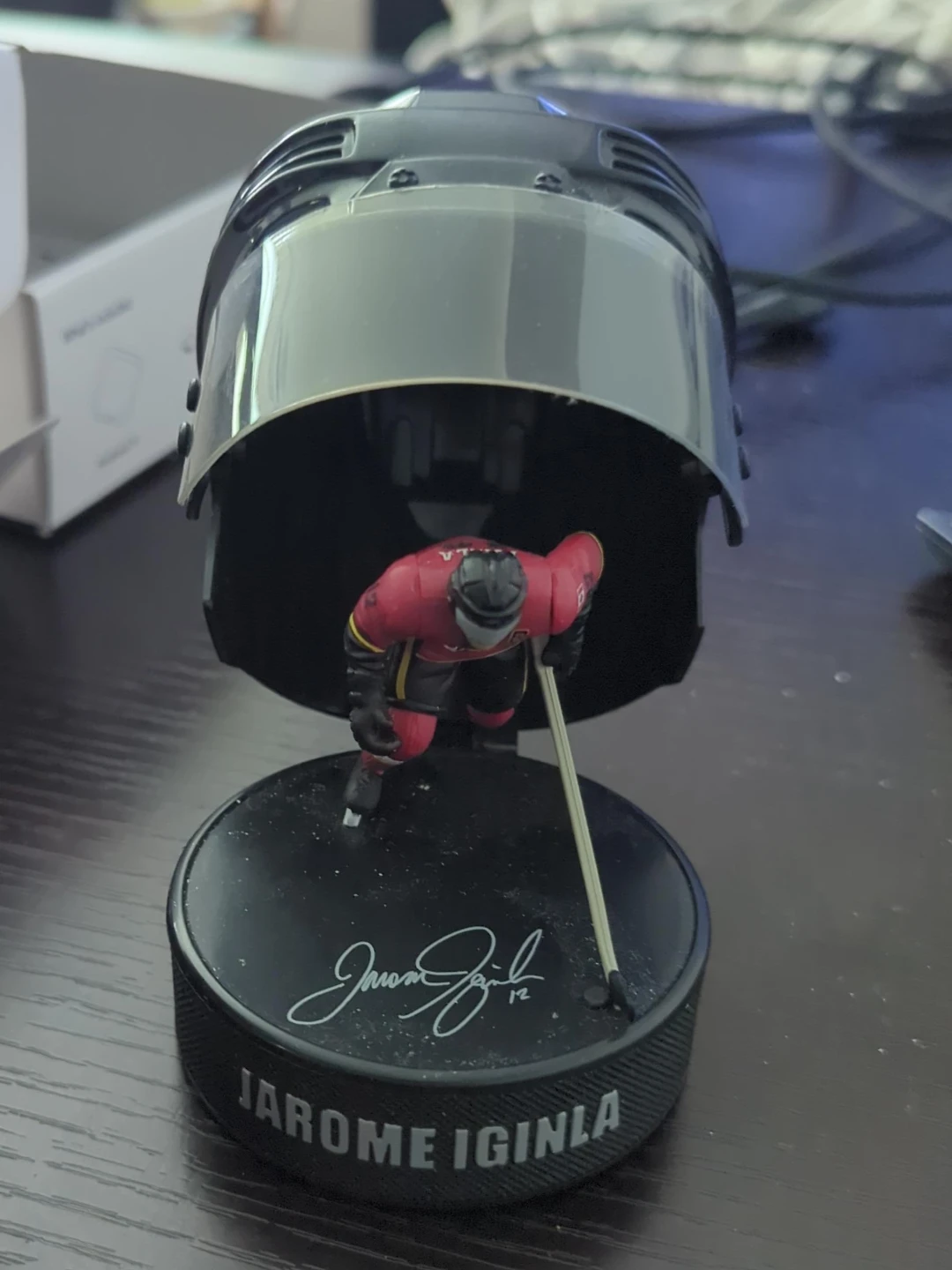 Jarome Iginla Calgary Flames Mini Helmet & Hockey Puck Replica