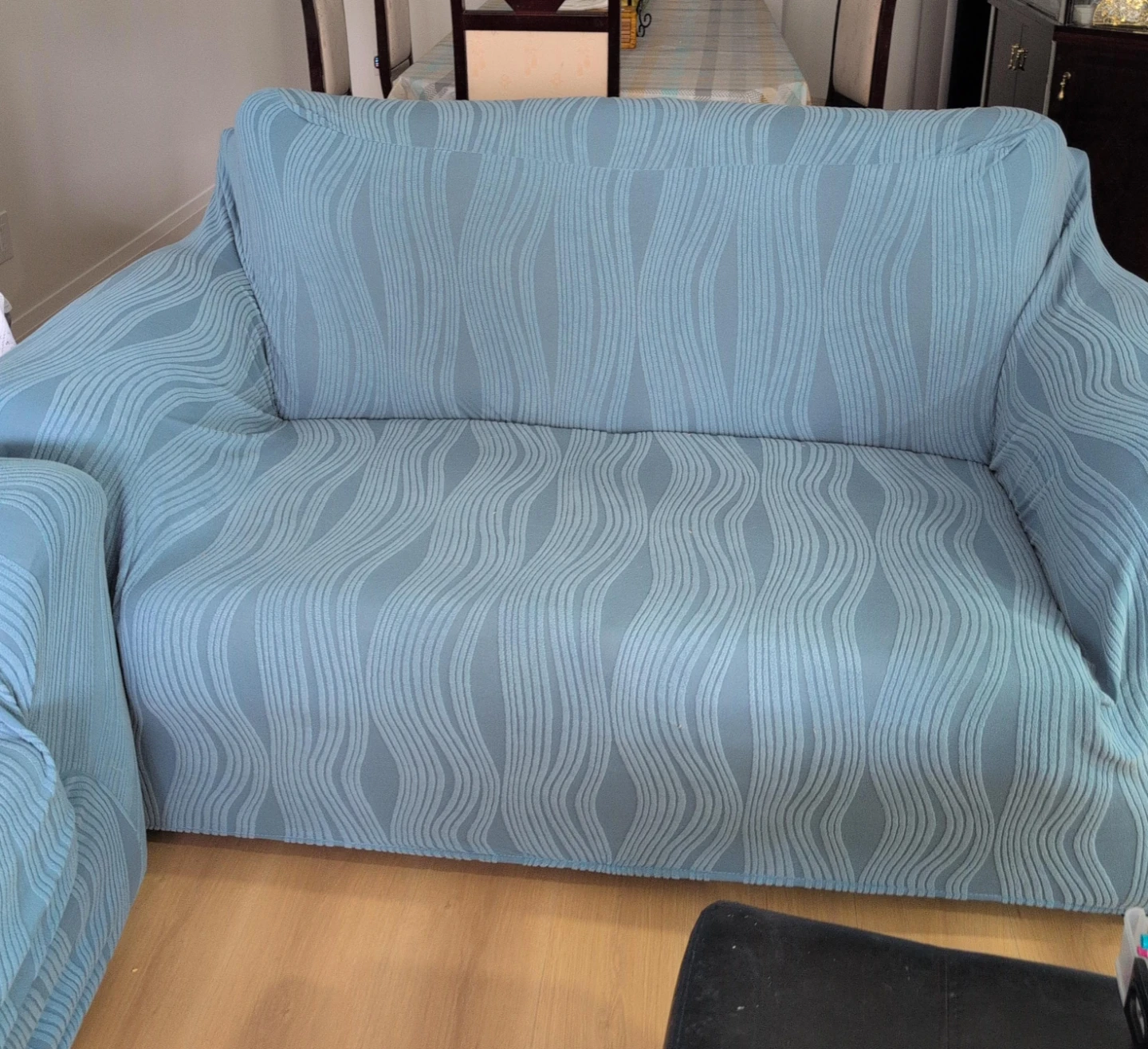 Light Blue Patterned Sofa Cover $20 each