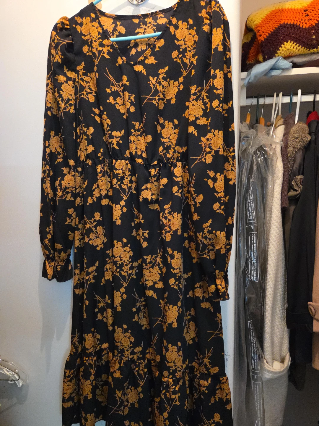 Black and Yellow Floral Maxi Dress