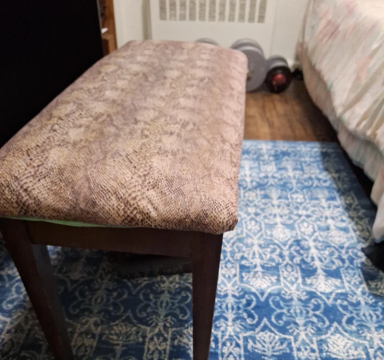 Bench with Snakeskin Print Upholstery