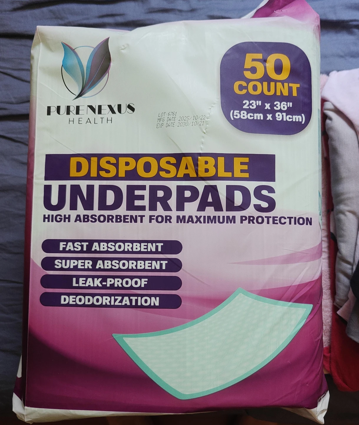 PureNexus Health Disposable Underpads - 50 Count (23" x 36")