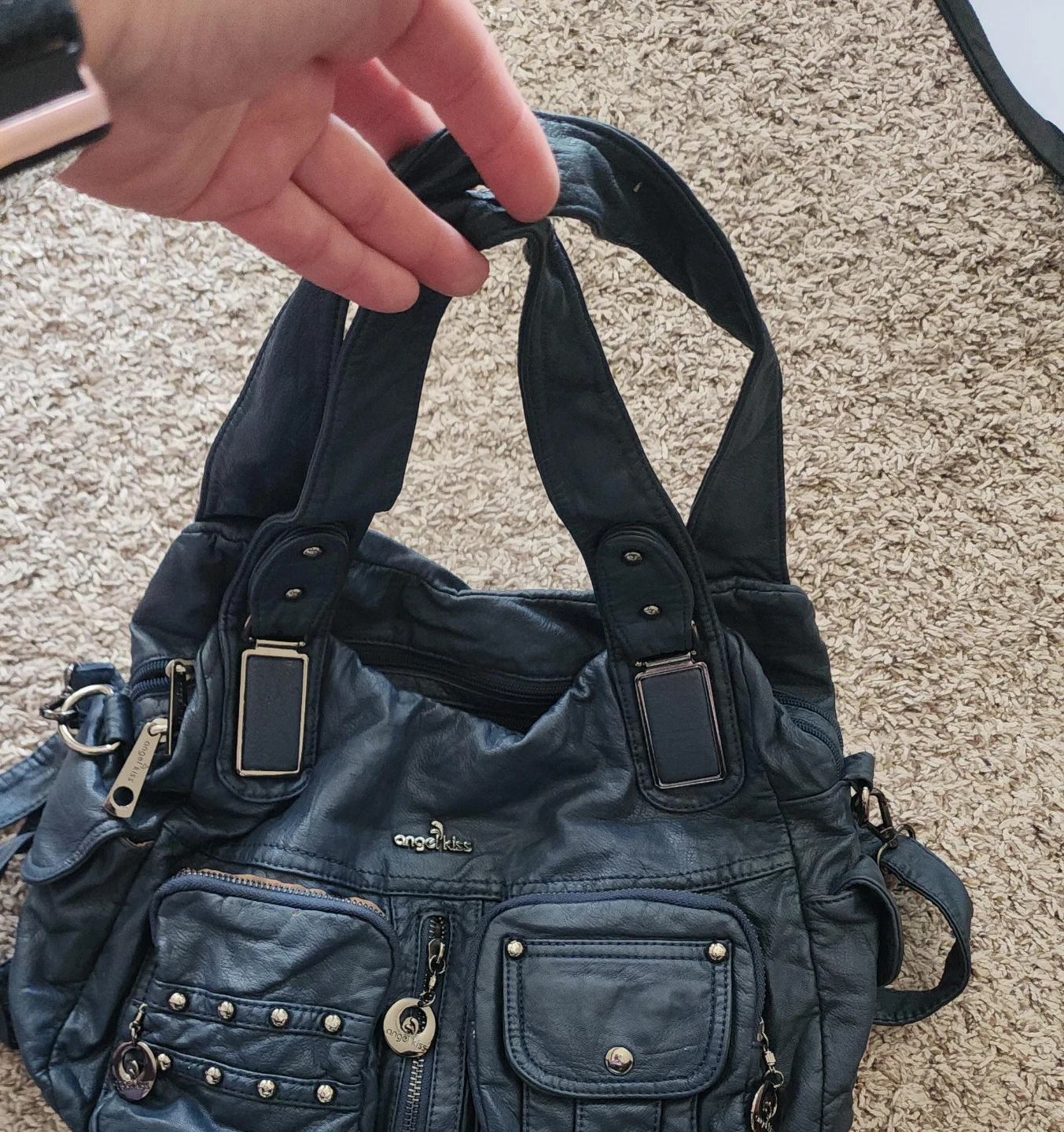 Angelic Threads Navy Blue Hobo Bag