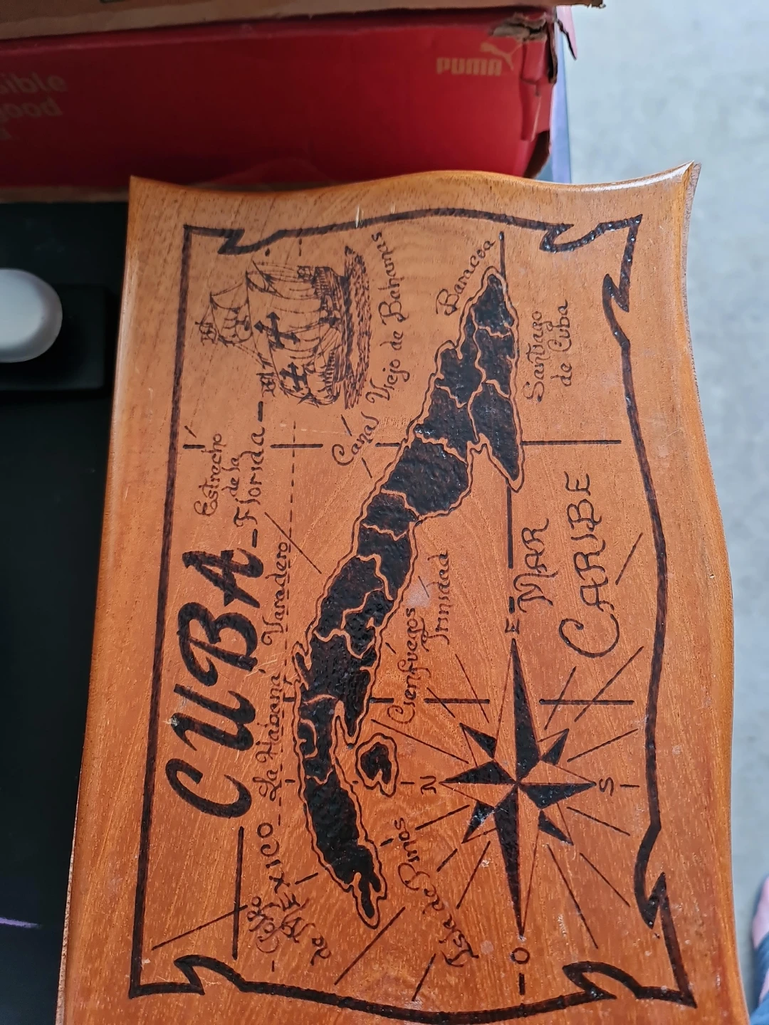 Vintage Cuba Map Wooden Box
