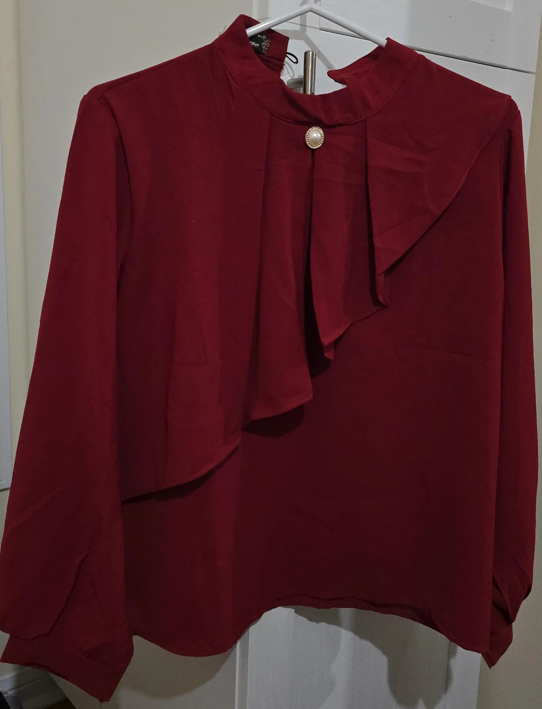 Women's Red Long Sleeve Blouse