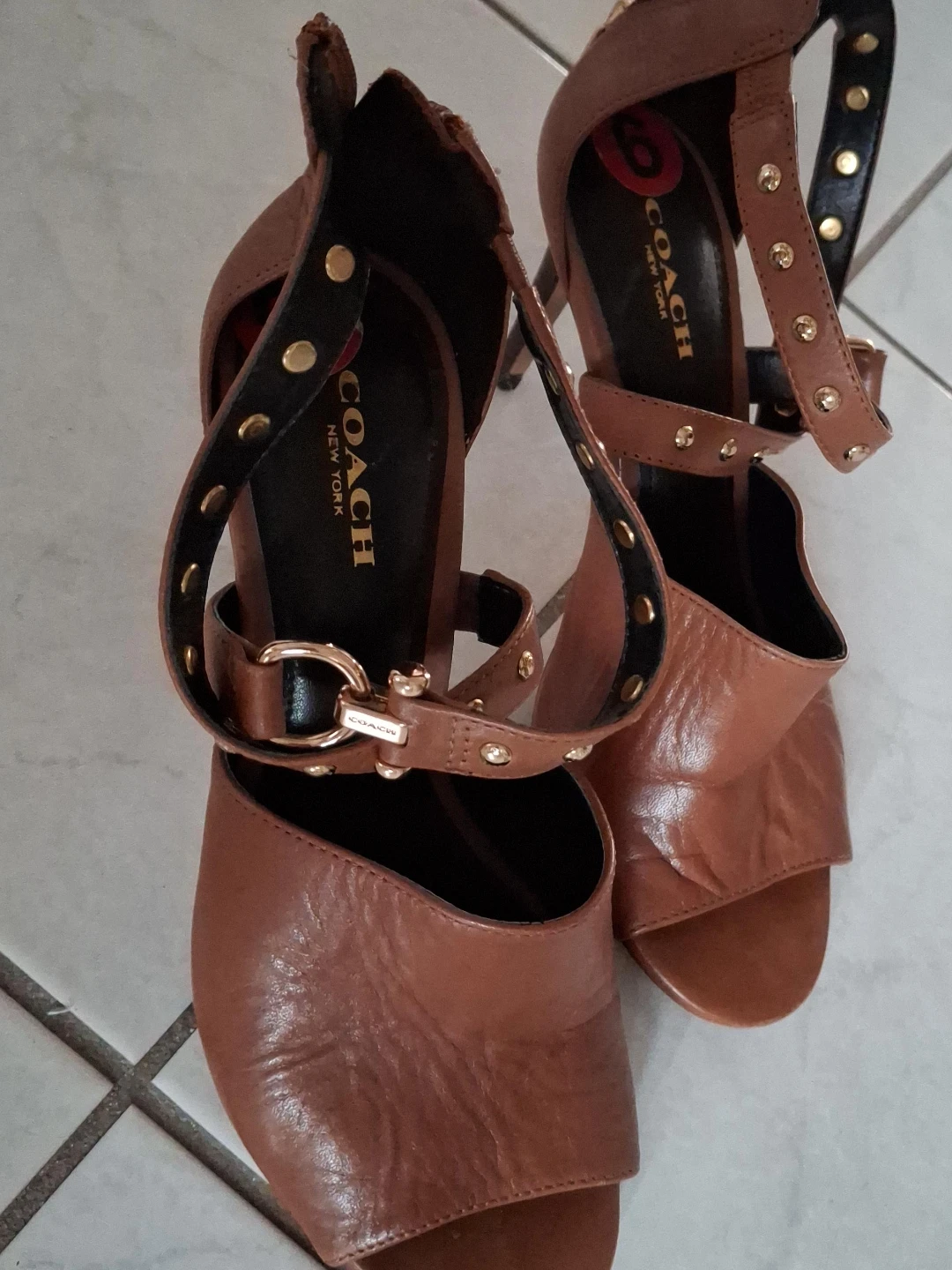 Coach New York Brown Leather Studded