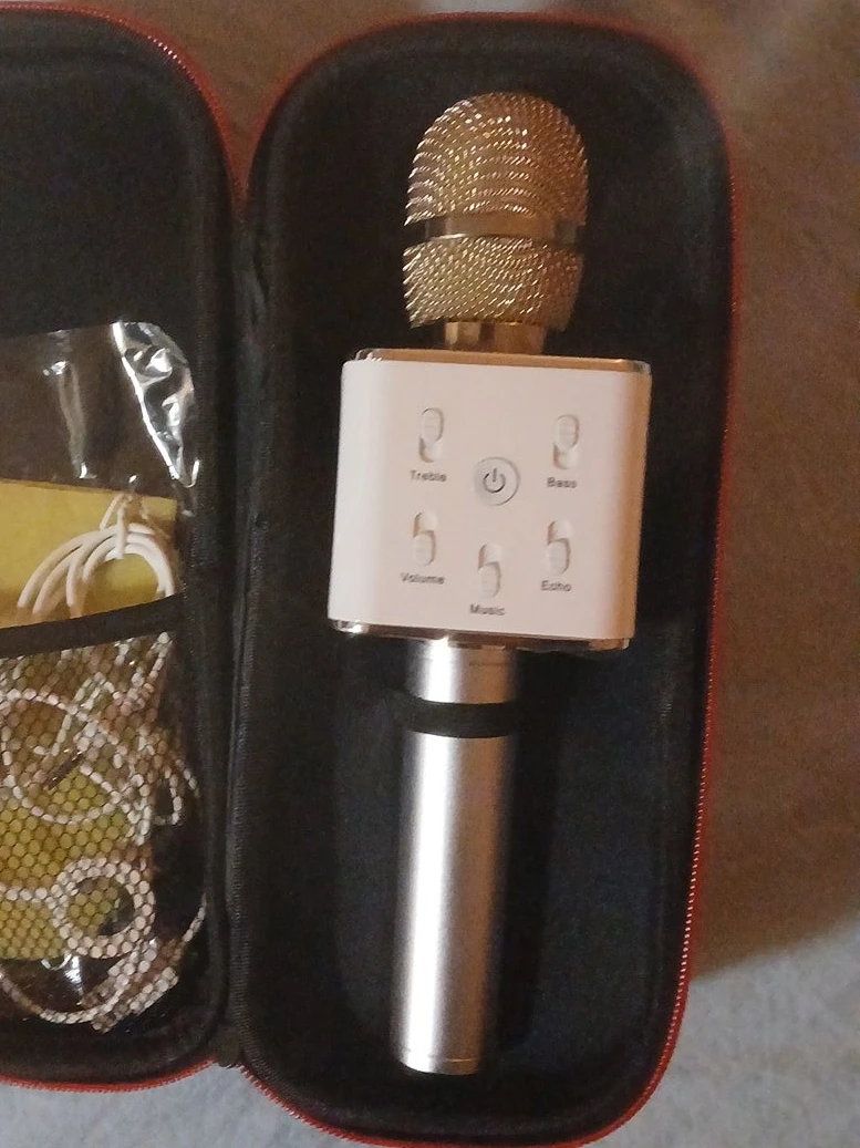 Gold & White Portable Karaoke Microphone