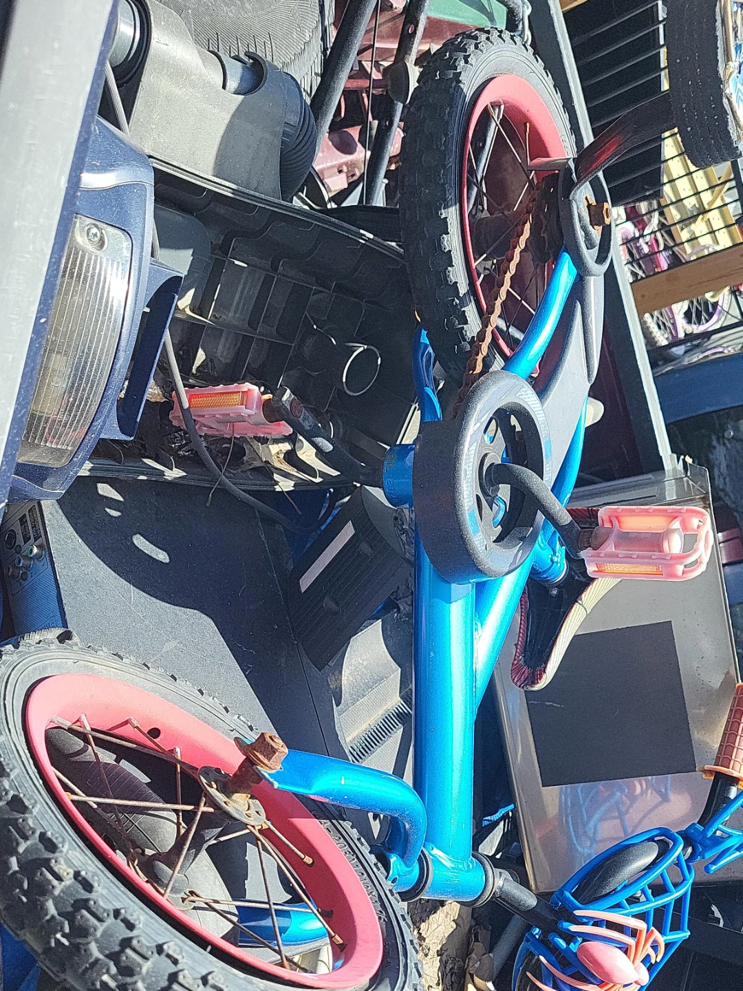 Blue Kids Bicycle with Pink Accents