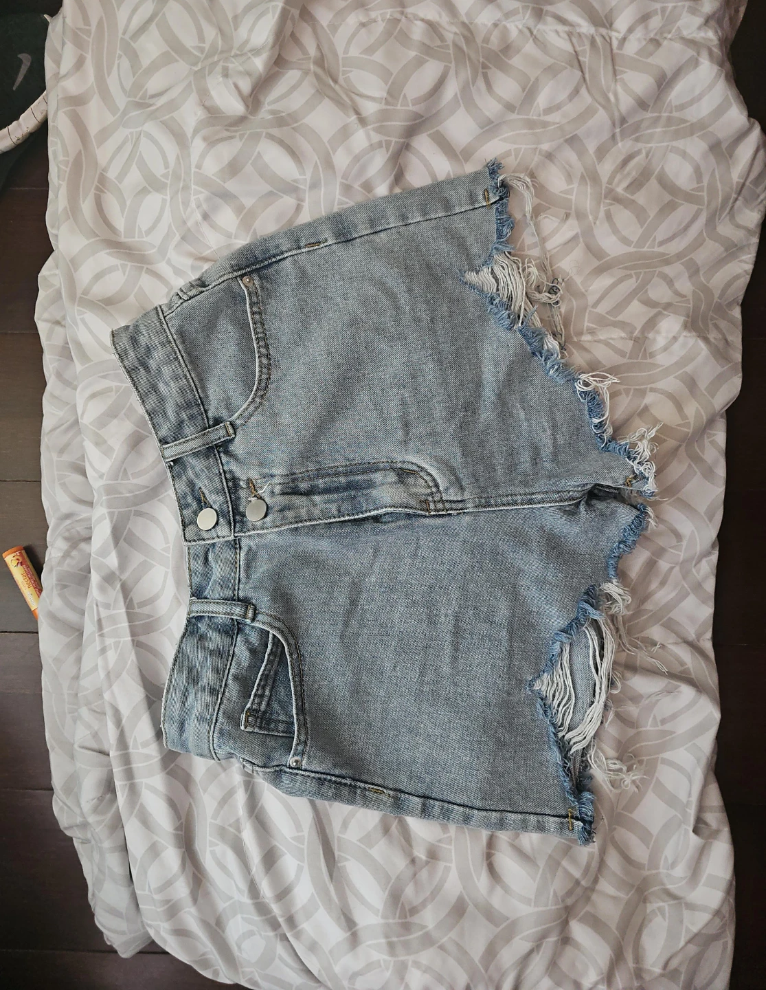 Light Wash Denim Shorts with Rips