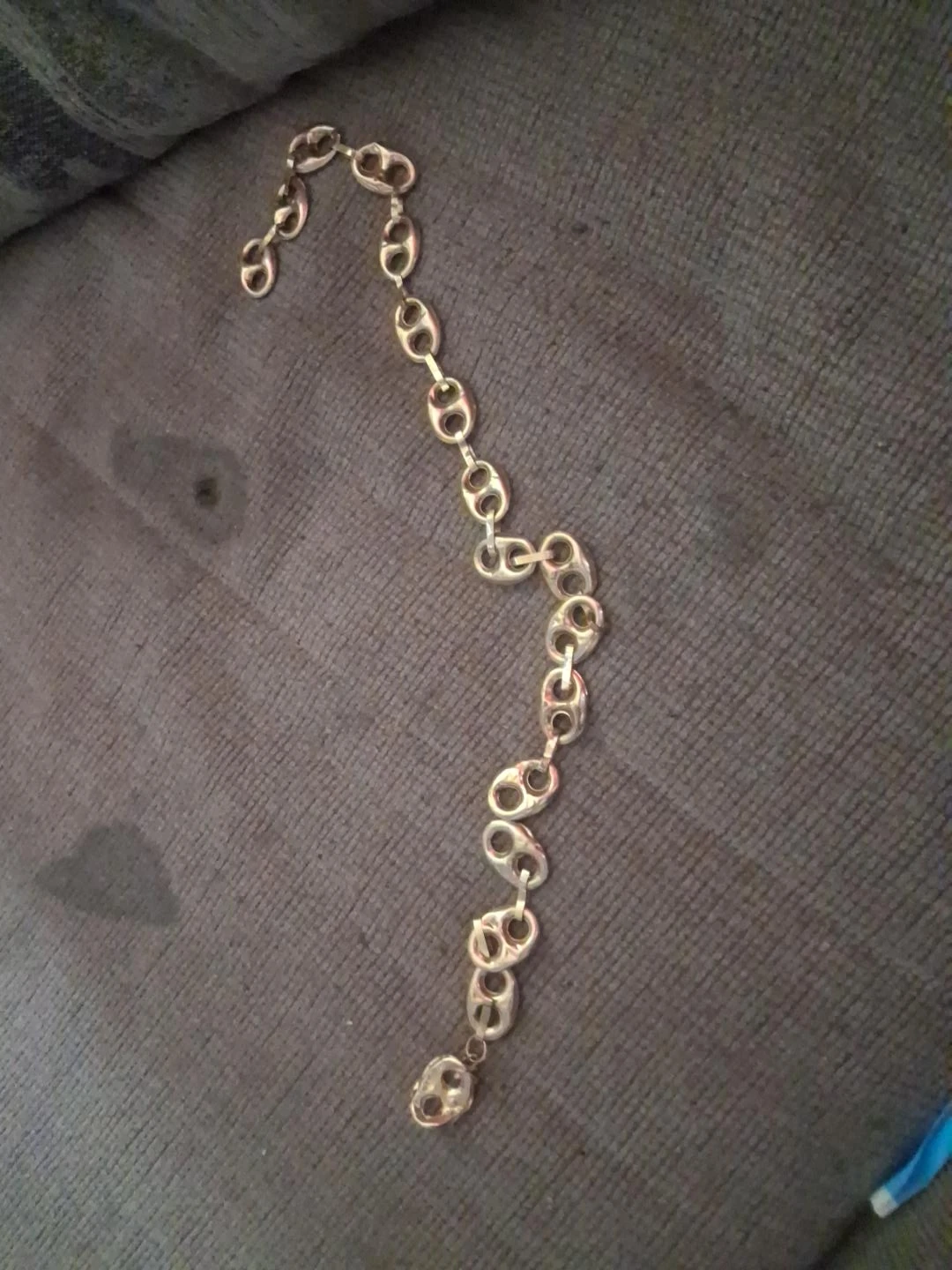 Gold Tone Puffed Bean Link Chain Necklace - photo 2