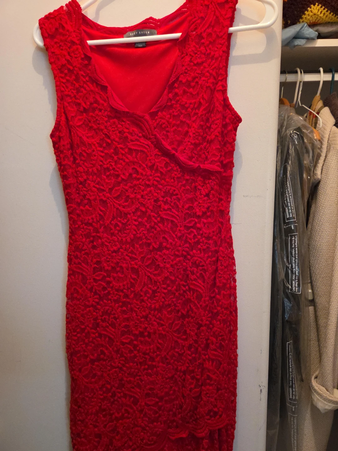 Suzy Shier Red Lace Dress