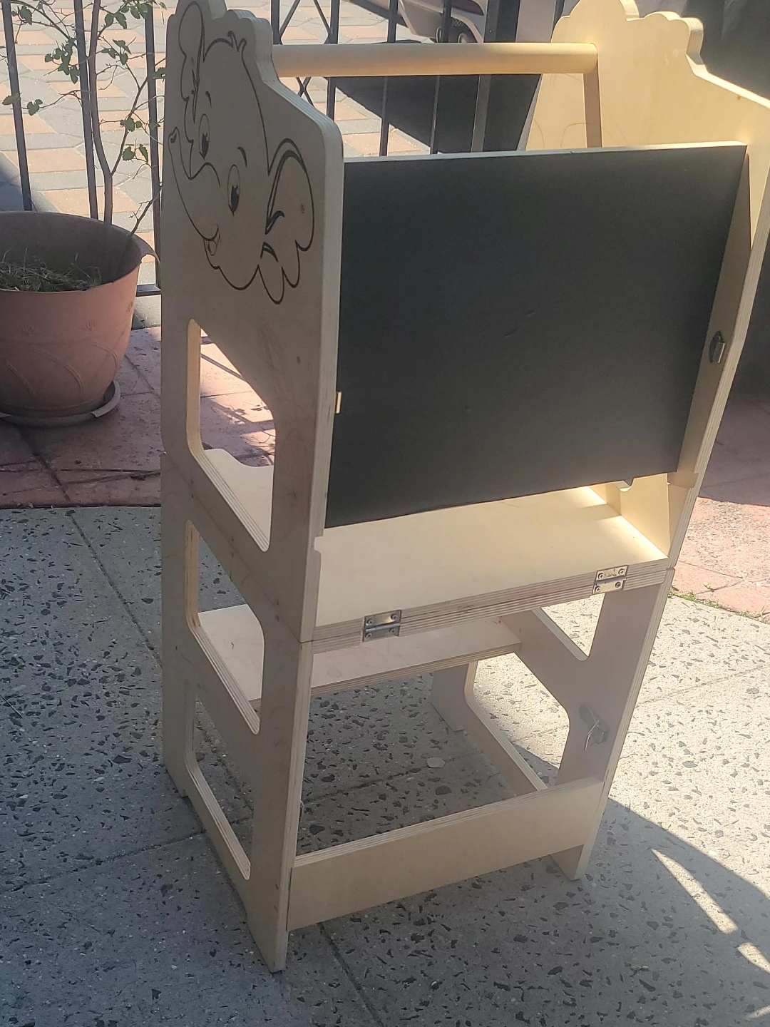 Wooden Learning Tower with Chalkboard
