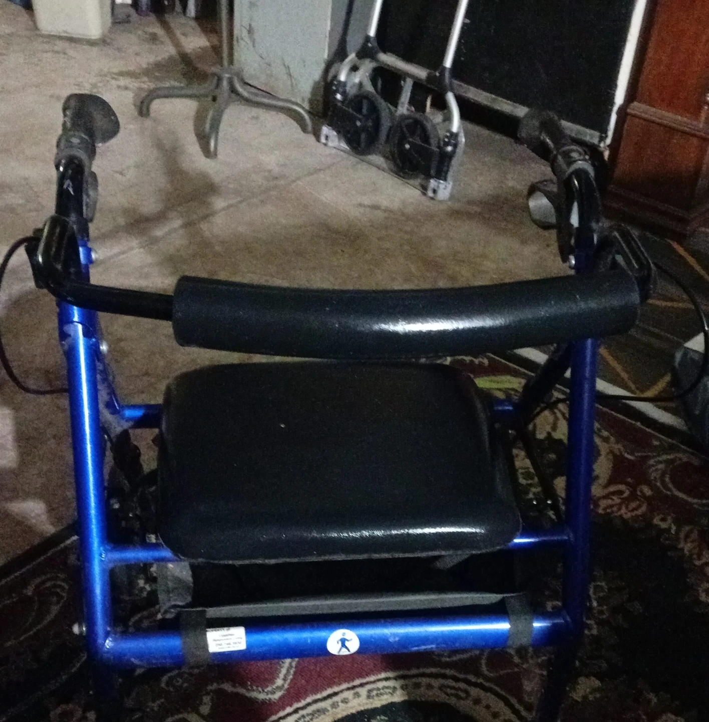 Blue Folding Walker with Seat