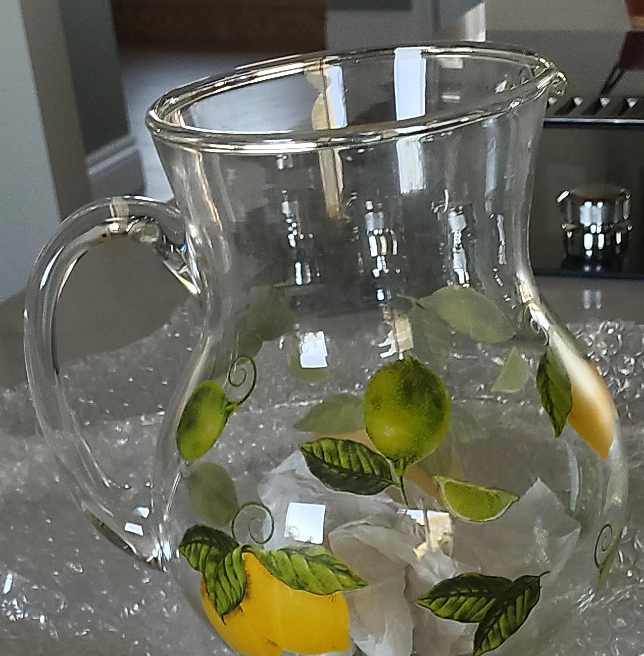 Glass Pitcher with Lemon and Lime Design