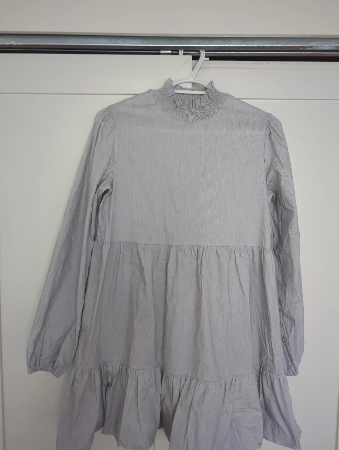 Zara Grey tiered mini dress with mock neck