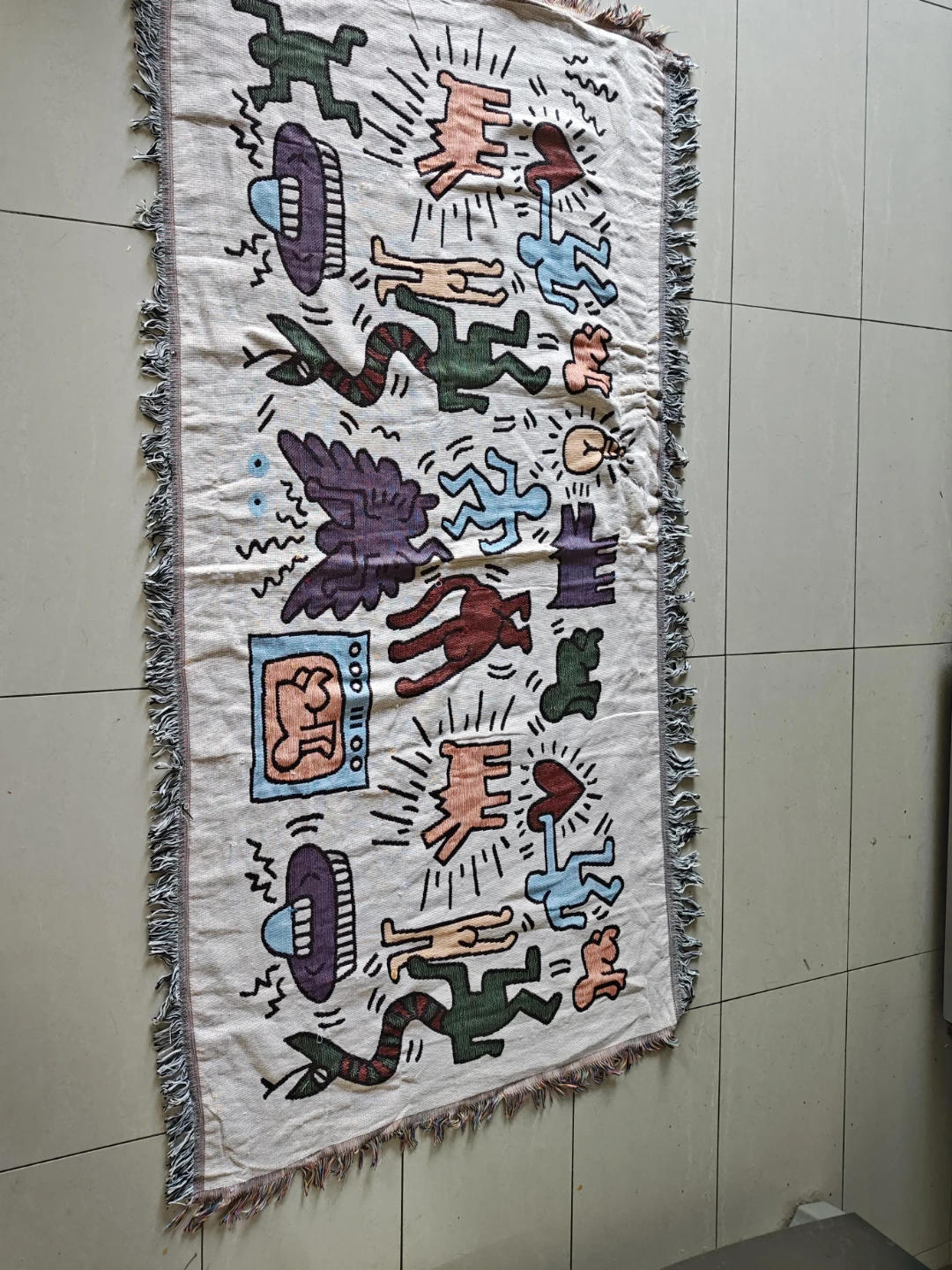 Keith Haring Inspired Throw Blanket