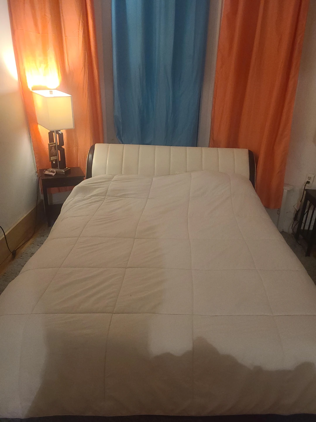 White Queen headboard with bedframe and bed