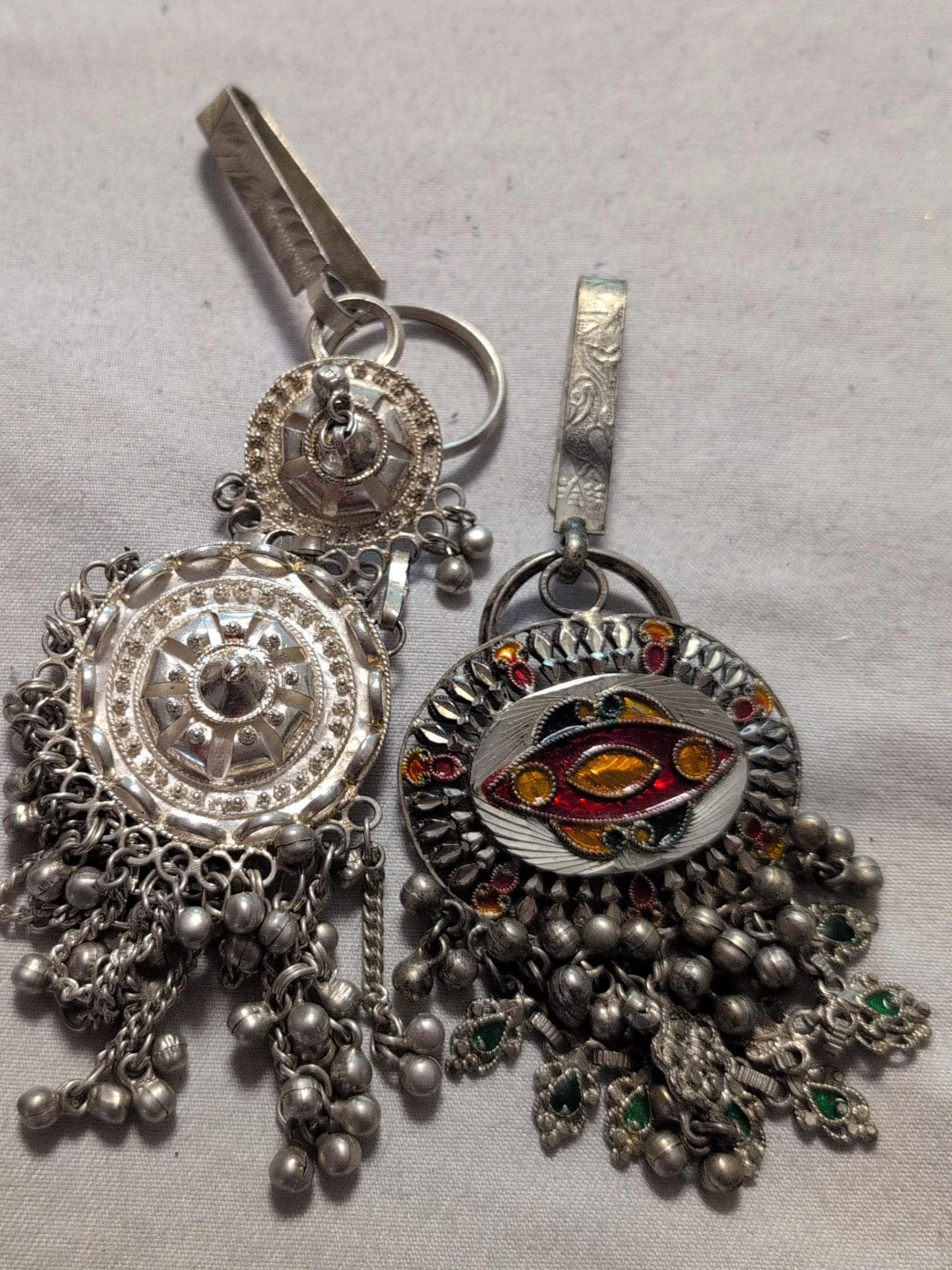 Two Vintage Silver Tone Charm Holders with Tassel $5 each Charms