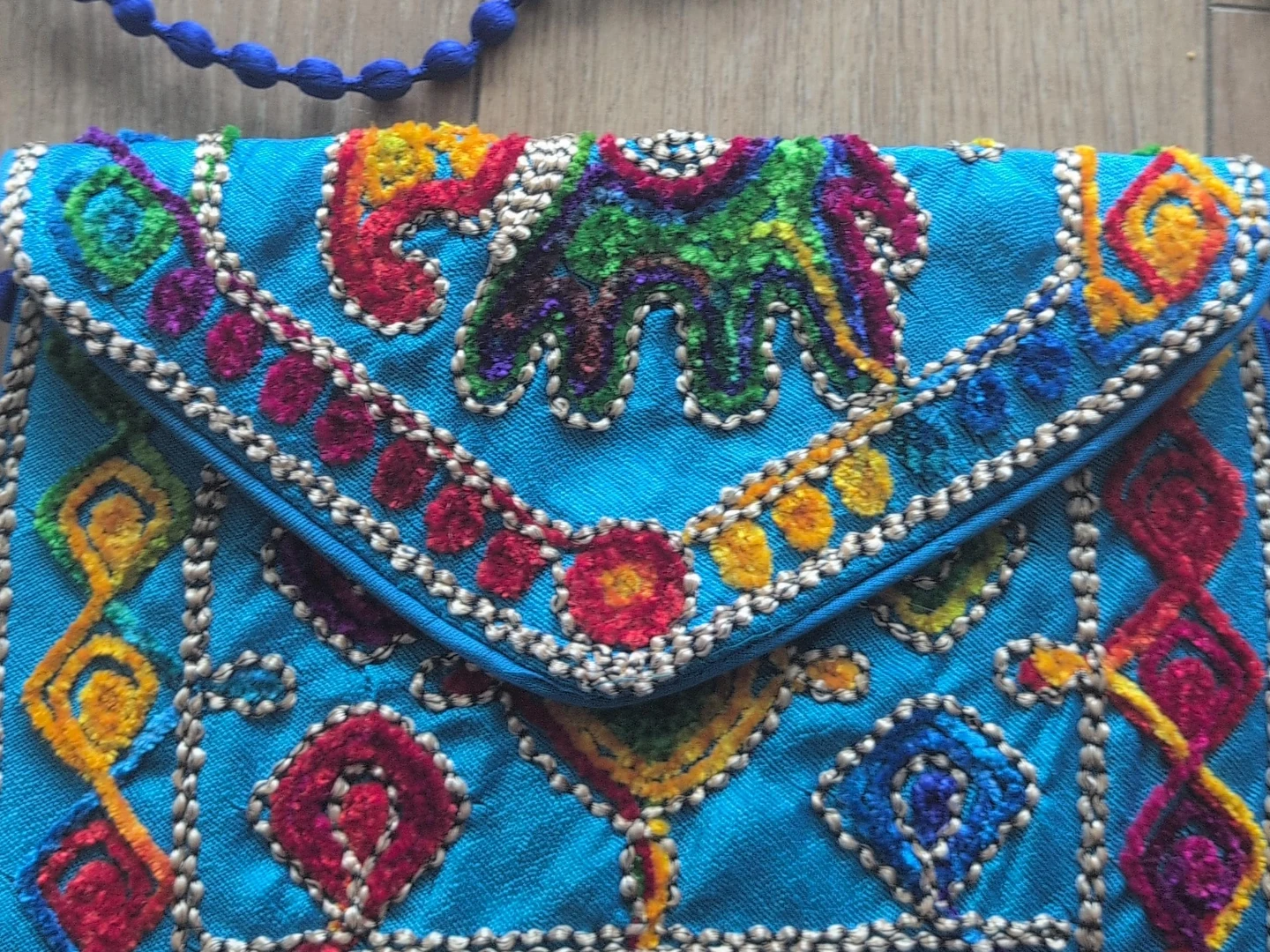 Embroidered Clutch Bag with Elephant Design