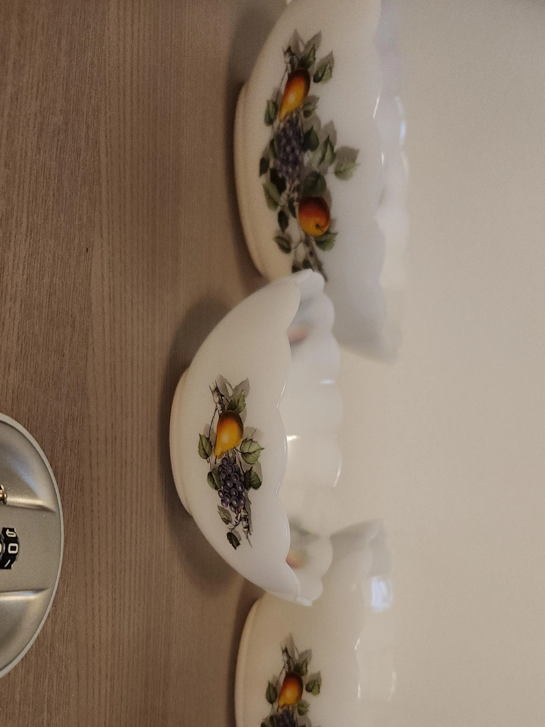 Vintage Fruit Decorated Milk Glass Bowls
