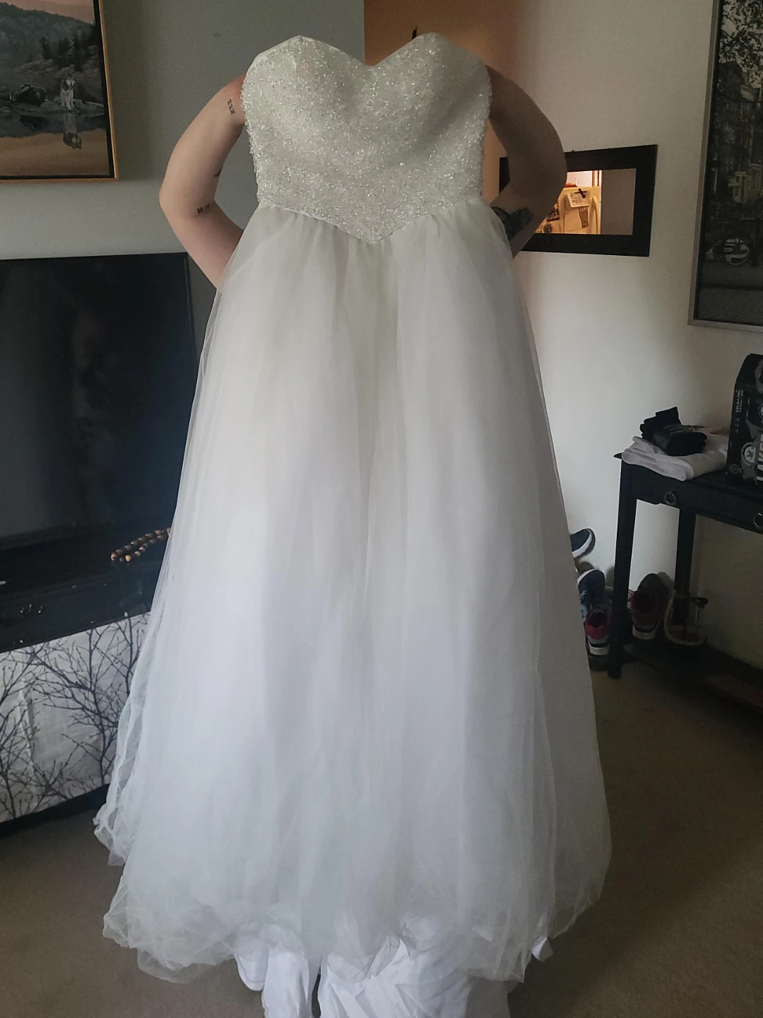 White Strapless Wedding Dress