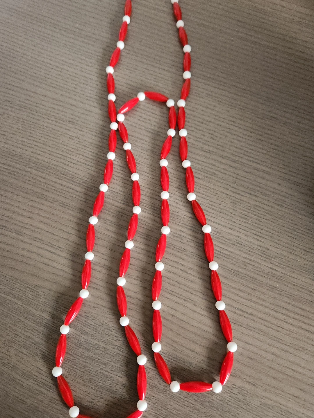 Red and White Beaded Necklace