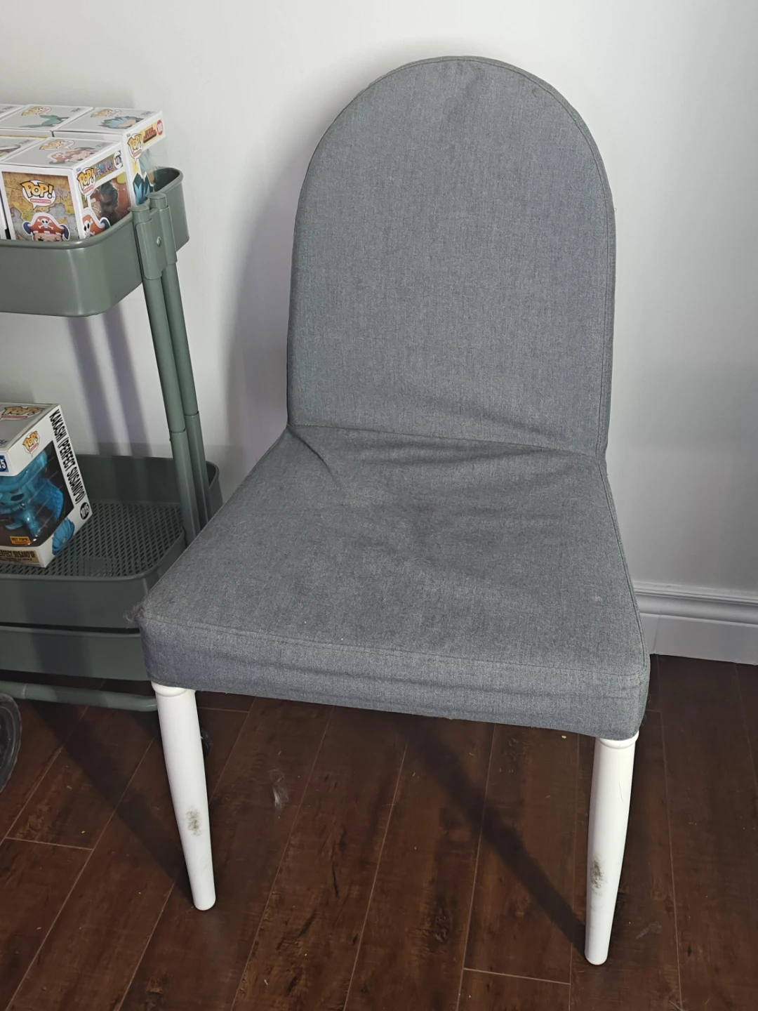 Grey Dining Chair with White Legs