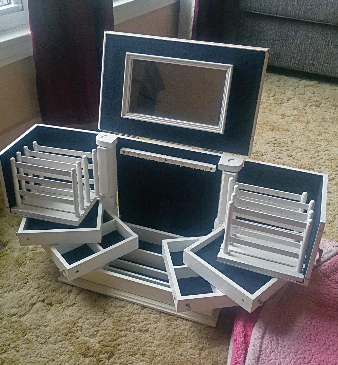 White Jewelry Box with Mirror and Drawers