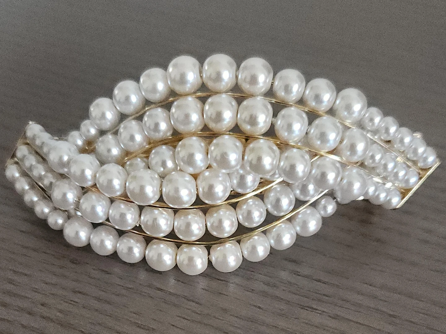 Faux Pearl and Gold Tone Brooch