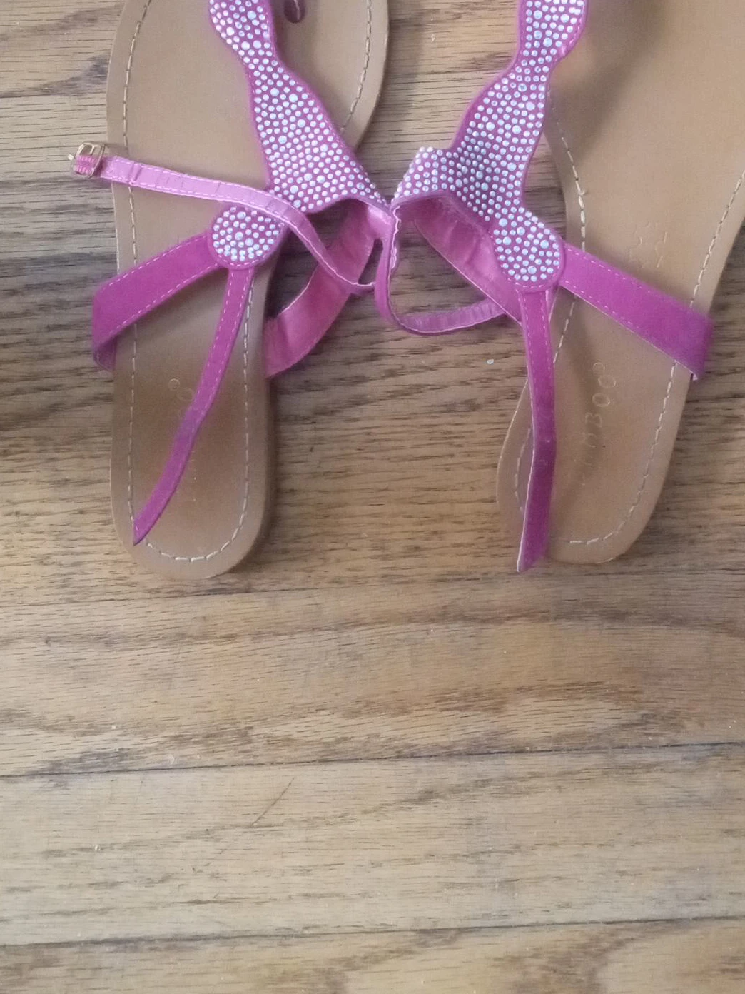 Pink Embellished Thong Bamboo Sandals