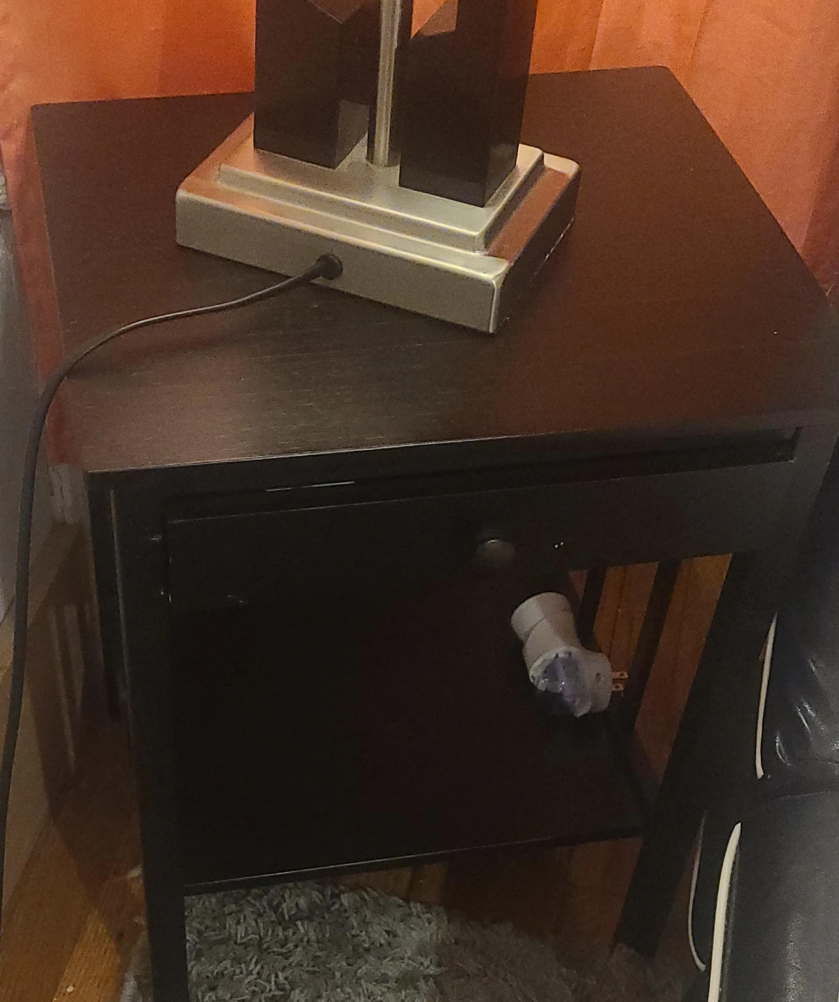 Black End Table Nightstand with Drawer
