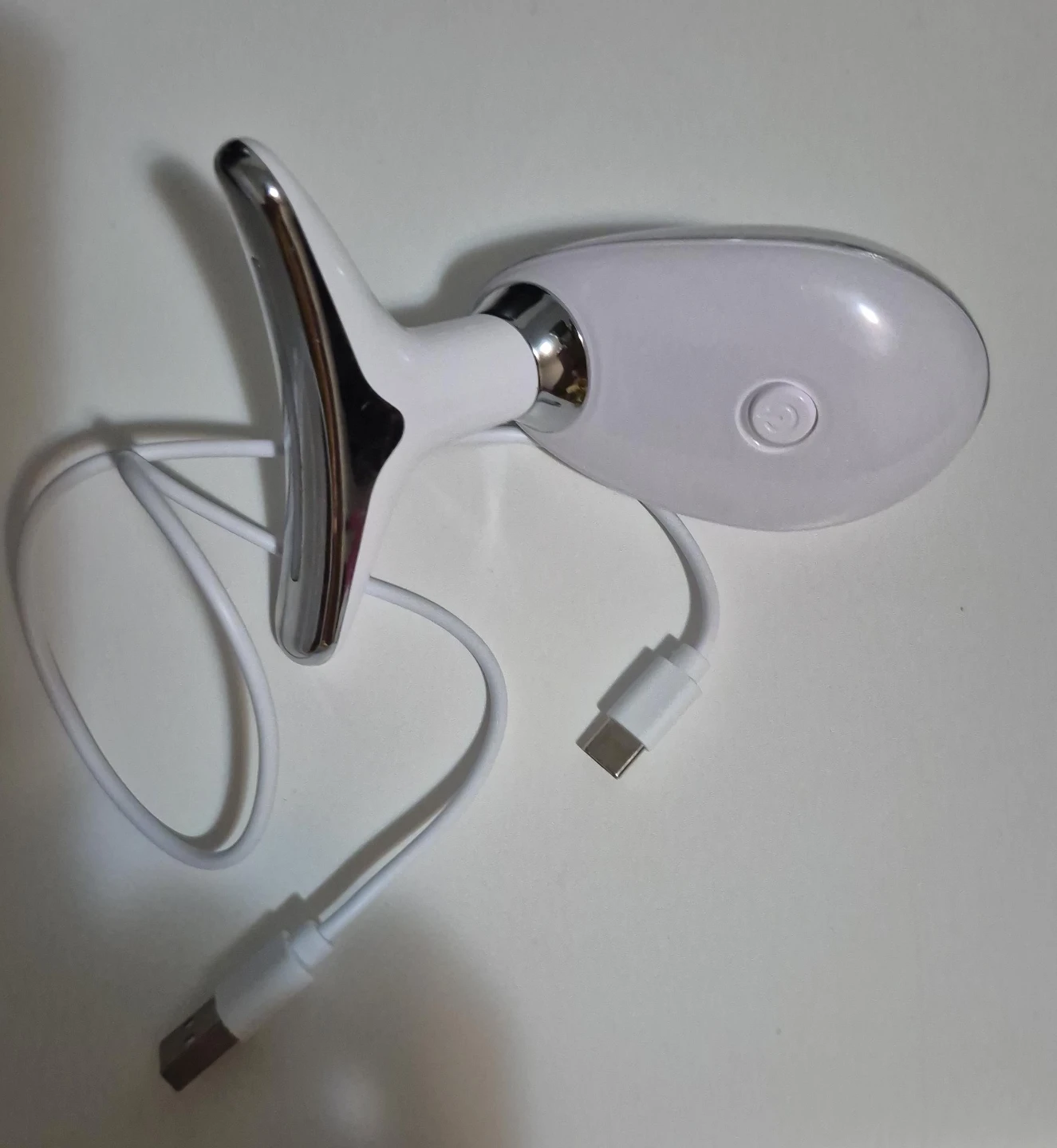 White Facial Massager with USB Charging Cable