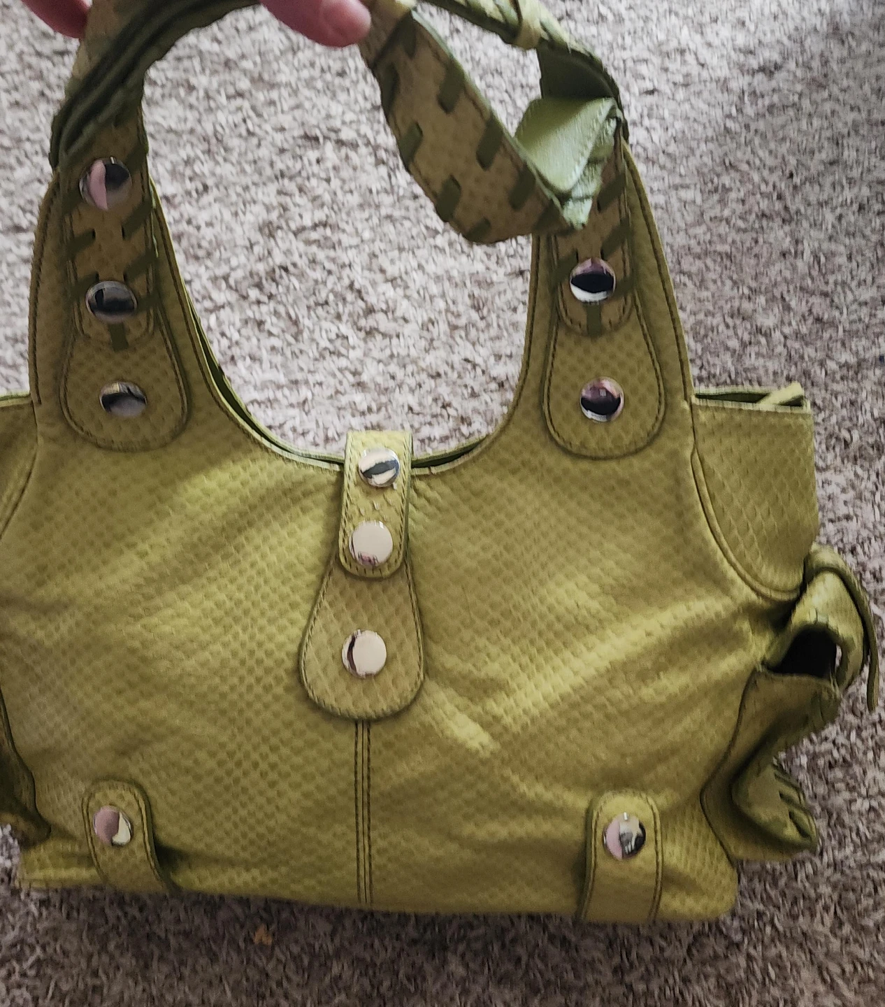 CNKW Green Faux Snake Skin Handbag