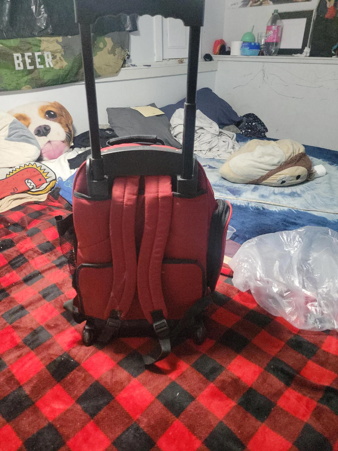 Red Rolling Backpack