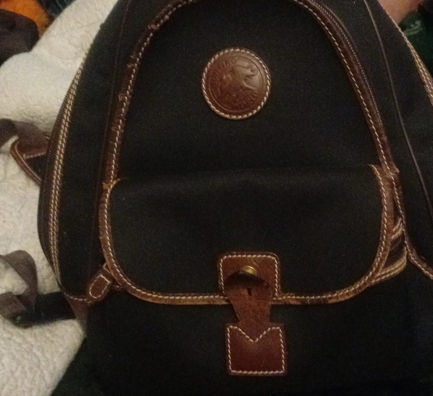Hunting World Backpack - Black Canvas with Leather Accents