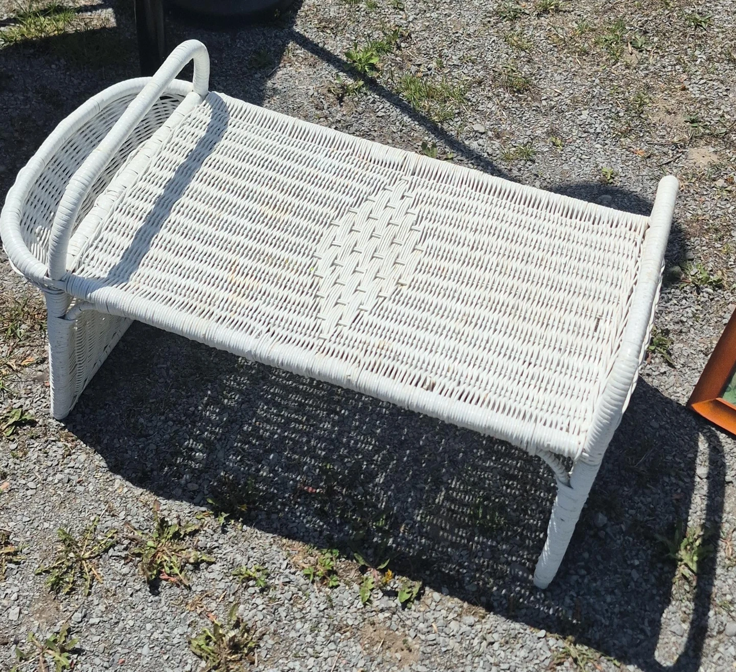 White Wicker Tray Table