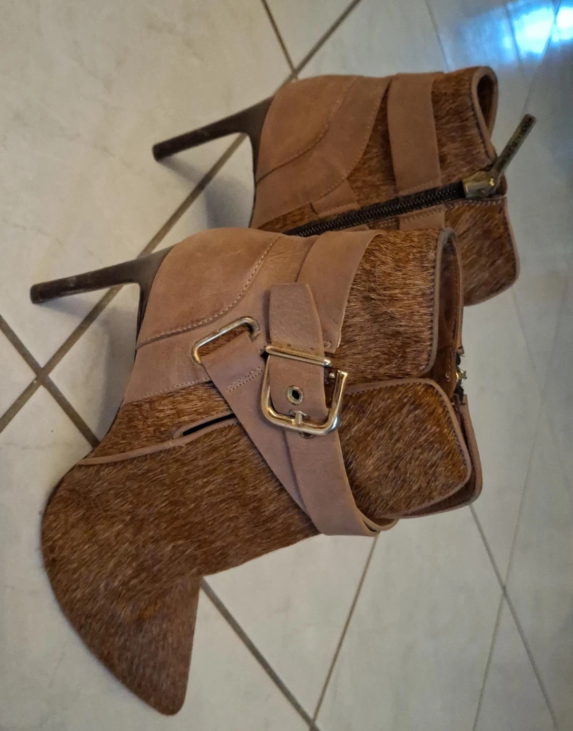 Donald J Pliner Brown Calf Hair Ankle Boots - Size 7M